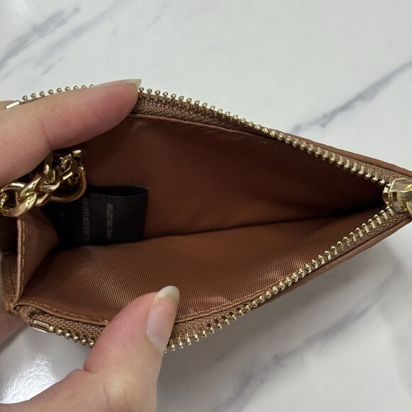 NWOT 100% Cow Leather Cardholder And Wallet With Keychain And Strap Clasp Brown - Picture 5 of 6